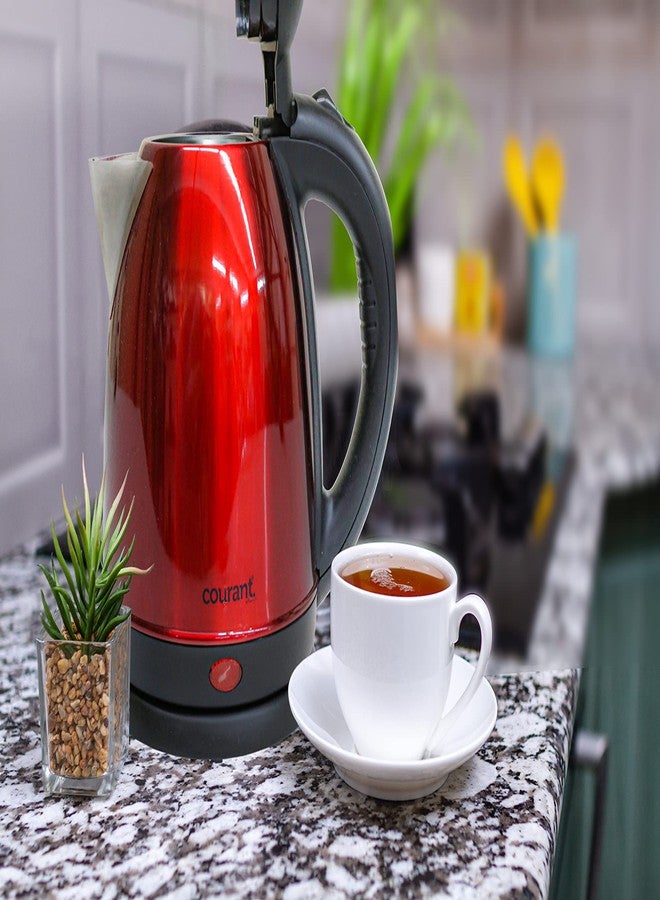 Courant 1.5 Liter Kettle Red Stainless Steel Cordless Electric Kettle with 360 Degree Rotational Body, Automatic Safety Shut-Off, Perfect for Tea/Coffee/Hot Chocolate/Soup/Hot Water - Image 3