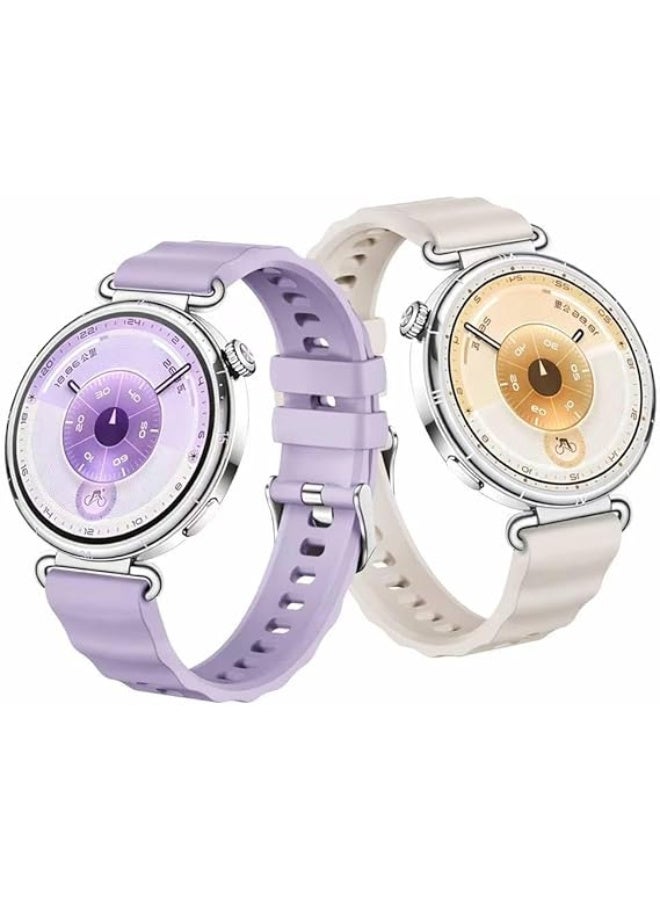 Ecosystem 18mm Official Silicone Strap Compatible with Huawei Watch GT 6 41mm/GT 5 Pro 42 mm/GT5 41mm/GT4 41 mm/Huawei Watch 5 42mm, for all watches using 18mm width Strap (Starlight Wave) - Image 3