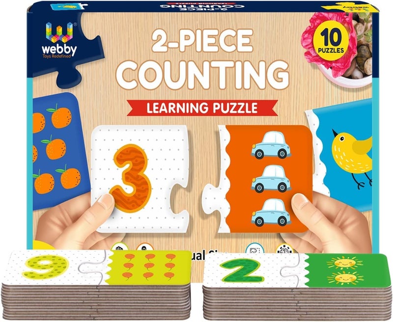 Webby Counting Numbers 2 Pieces Learning Pack Jigsaw Puzzle, Montessori Early Educational Pre School Puzzle Toys for 3+ Years Kid - Image 5