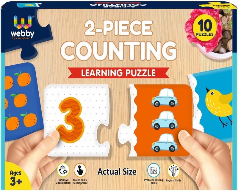 Webby Counting Numbers 2 Pieces Learning Pack Jigsaw Puzzle, Montessori Early Educational Pre School Puzzle Toys for 3+ Years Kid - Image 1