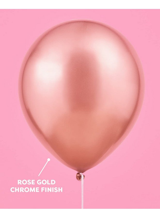 إكس أو بالونات كروم ذهبية وردية 25 قطعة 30.48 سم | ديكورات حفلات العزوبية وحفلات الزفاف وحفلات أعياد الميلاد - Image 3