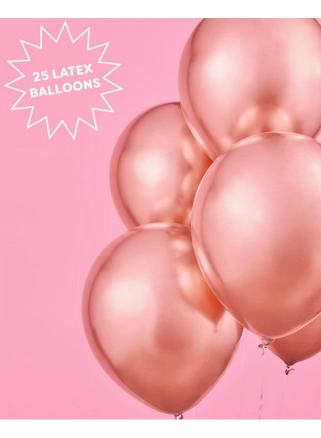 إكس أو بالونات كروم ذهبية وردية 25 قطعة 30.48 سم | ديكورات حفلات العزوبية وحفلات الزفاف وحفلات أعياد الميلاد - Image 2