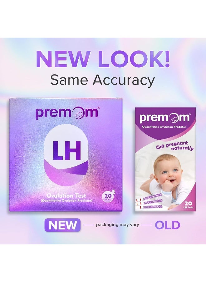Premom شرائط اختبار الإباضة الكمية من بريموم، مجموعة اختبار الإباضة مع تطبيق قارئ الإباضة الرقمي الذكي، اختبارات الإباضة العددية، 20 اختبار LH - Image 2