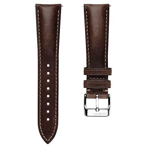 WatchGecko Vintage Highley Certified Genuine Italian Leather Replacement Watch Strap Stylish and Durable Mens Wristwatch Strap Padded for Comfort Easy to fit Chocolate Brown 21 mm - Image 1