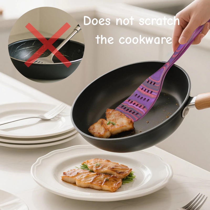 Cokka Praca 7 PCS Pakkawood Kitchen Utensils | Kitchen Cooking Utensil Set | Pakkawood Utensils | Non-Stick Wooden Spoons | Wooden Spoons for Cooking | Byzantium - Image 5