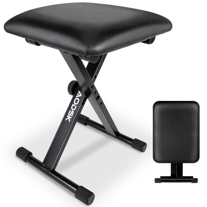 AODSK Keyboard Bench XStyle Cushion PaddedPiano Bench Adjustable Collapsible Stool Chair SeatFlame Retardant CottonNonSkid Design
