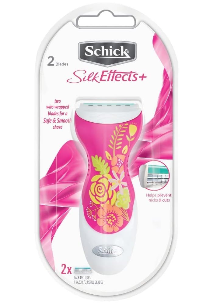 Intuition Silk Effects Plus Razor for Women with 2 Blade Refills - Safe and Smooth Shave with Aloe and Vitamin E - Image 1