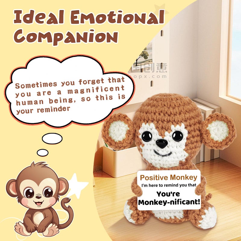 Hoedia Cute Funny Gifts for Her/Him/Friend/Coworker - Emotional Positive Crochet Animals Monkey, Women Men Unique Thank You Gift for Motherâ€™s Day, Easter, Birthday, Retirement, Desk Decor - Image 4
