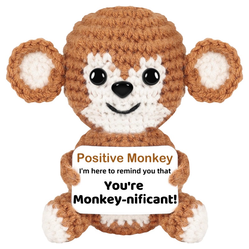 Hoedia Cute Funny Gifts for Her/Him/Friend/Coworker - Emotional Positive Crochet Animals Monkey, Women Men Unique Thank You Gift for Motherâ€™s Day, Easter, Birthday, Retirement, Desk Decor - Image 1