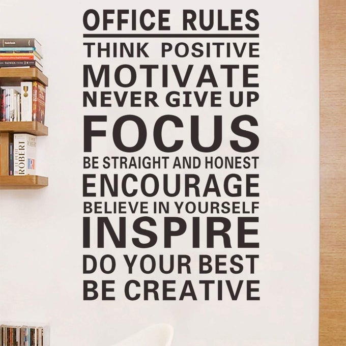 OFFICE WALLPAPER OFFICE RULES WALL DECAL VINYL WALL STICKERS REMOVABLE DECOR ART DIY INSPIRATIONAL QUOTES STICKER MURAL FOR BEDROOM HOME DECORATION WALLPAPER