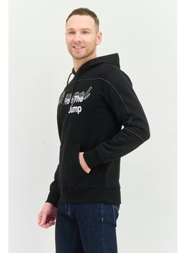 KANGOL Men Embroidered Logo Long Sleeves Hooded Sweatshirt, Black  - Image 2
