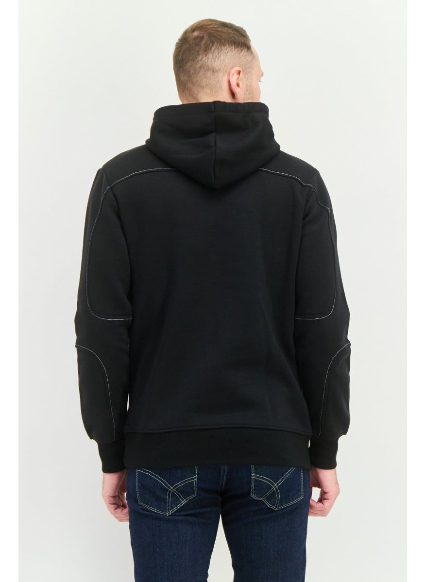 KANGOL - Men Embroidered Logo Long Sleeves Hooded Sweatshirt, Black - Image 1