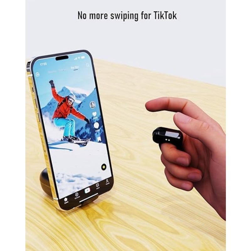 Remote Control for TikTok, Air Finger Ring Mouse with Touchpad, Bluetooth Page Turner for iPad/Kindle App/iPhone/Android Black - Image 5