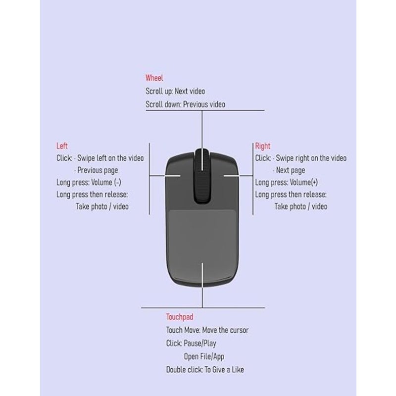 Remote Control for TikTok, Air Finger Ring Mouse with Touchpad, Bluetooth Page Turner for iPad/Kindle App/iPhone/Android Black - Image 4