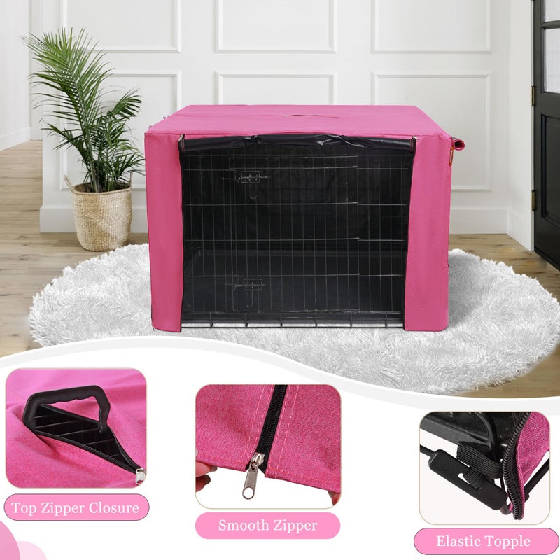 HiCaptain Breathable Dog Crate Cover 36 Inch, Durable Heavy Duty Kennel Cover, Dual Zippered Panels, Windproof Waterproof UV-Resistant(Pink) - Image 4