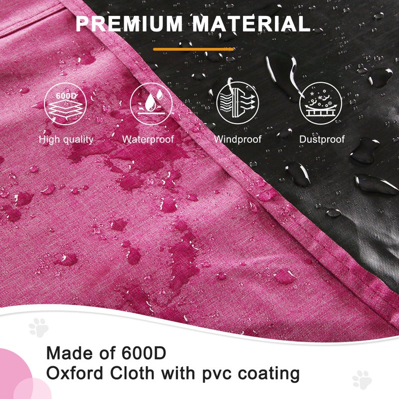 HiCaptain Breathable Dog Crate Cover 36 Inch, Durable Heavy Duty Kennel Cover, Dual Zippered Panels, Windproof Waterproof UV-Resistant(Pink) - Image 2