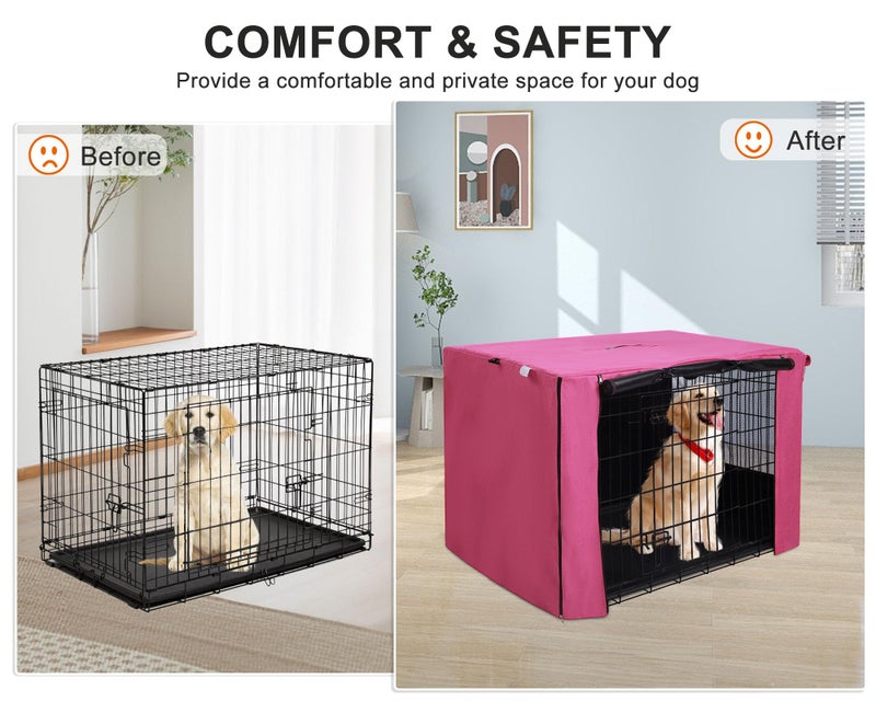 HiCaptain Breathable Dog Crate Cover 36 Inch, Durable Heavy Duty Kennel Cover, Dual Zippered Panels, Windproof Waterproof UV-Resistant(Pink) - Image 5