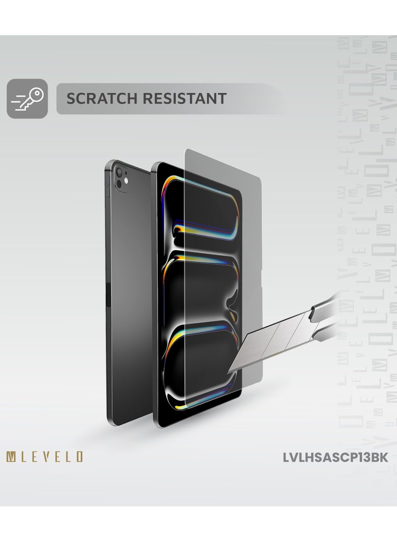 LEVELO High Silicone Aluminum Glass Privacy Screen Protector For iPad Pro 13" 2024 / Anti Fingerprint /Touch Sensitivity / Scratch Resistance / Hydrophobic & Oleophobic Coating- Black - Image 3