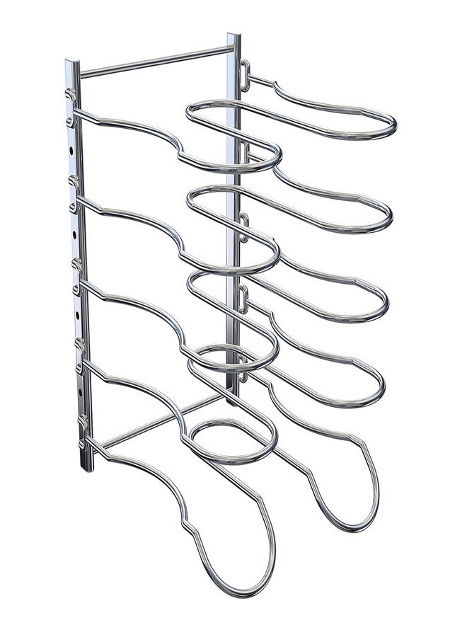 CAXXA Heavy Duty Pan Rack, Pot Lid Rack, Kitchen Cabinet Pantry Cookware Organizer Rack Holder with 5 Adjustable Dividers, Chrome - Image 5