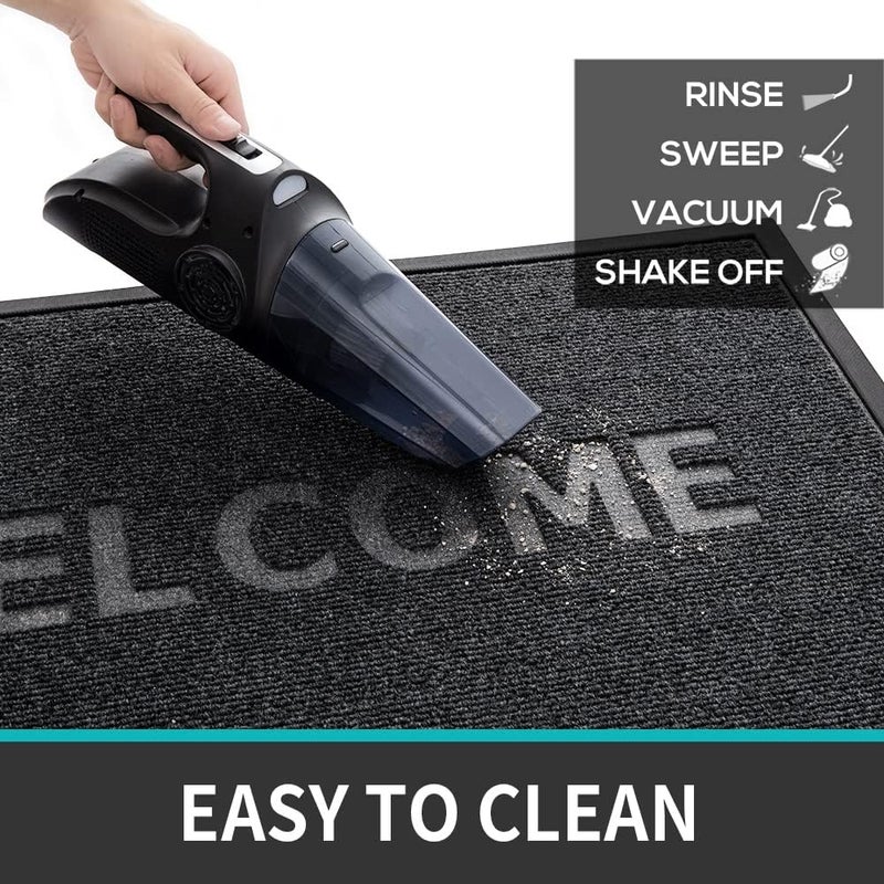 DEXI Front Door Mat Outdoor, 45 x 75 cm Non Slip Heavy Duty Doormat, Stain and Fade Resistant Welcome Mat, Low Profile Easy Clean Floor Mats for Patio, Entryway, Entrance, Grey - Image 5