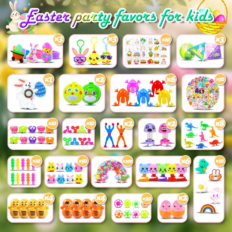 Pistroy 500 PCS Easter Eggs Fillers, Easter Party Favors for Kids Easter Basket Stuffers Fidget Toys Bulk, Classroom Prize Easter Gifts Treasure Box Toys Birthday Goodie Bag Stuffers - Image 3