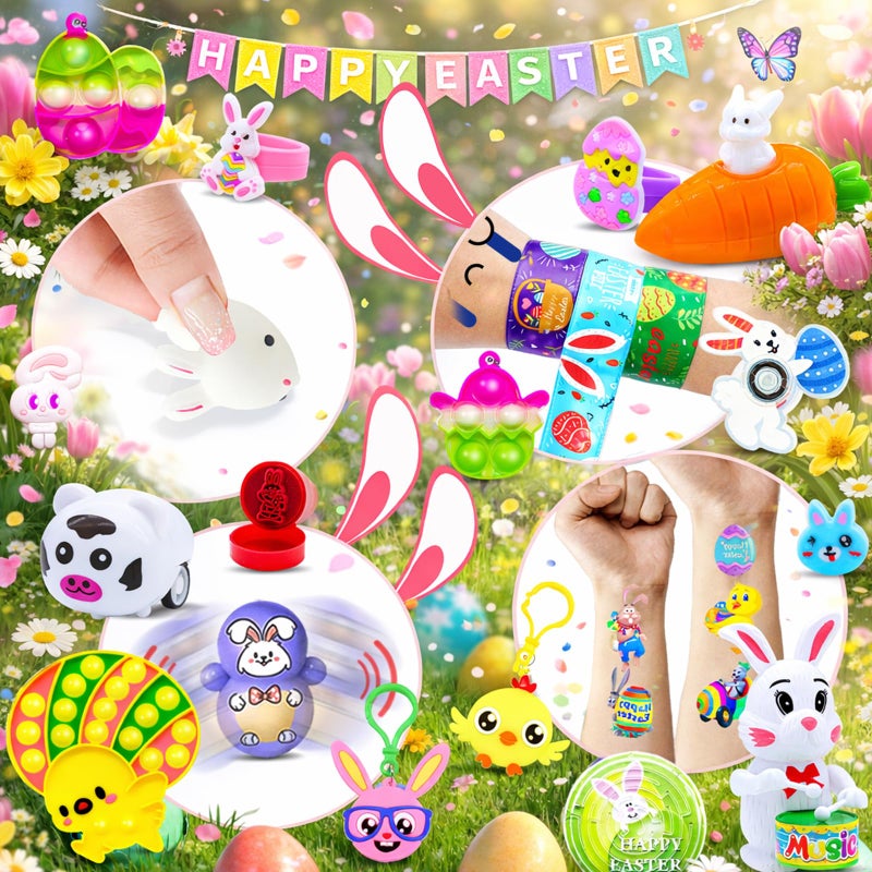 Pistroy 500 PCS Easter Eggs Fillers, Easter Party Favors for Kids Easter Basket Stuffers Fidget Toys Bulk, Classroom Prize Easter Gifts Treasure Box Toys Birthday Goodie Bag Stuffers - Image 5