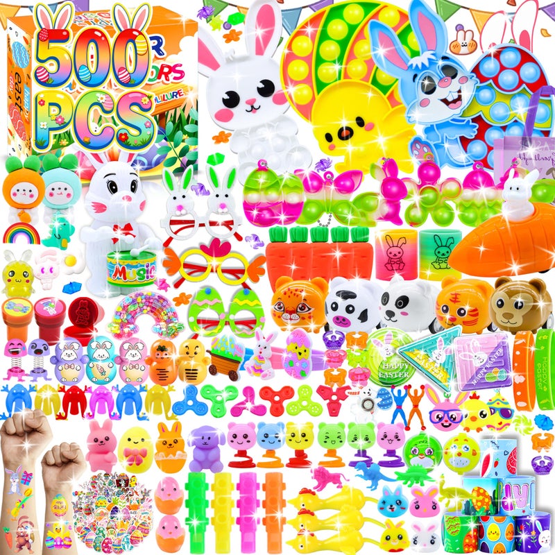 Pistroy 500 PCS Easter Eggs Fillers, Easter Party Favors for Kids Easter Basket Stuffers Fidget Toys Bulk, Classroom Prize Easter Gifts Treasure Box Toys Birthday Goodie Bag Stuffers - Image 1