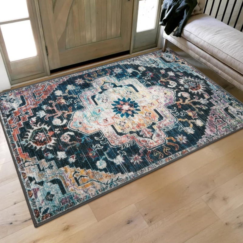 Collive Indoor Door Mat Retro Floor Mat, Non Slip Washable Doormat Large Size Quickly Absorb Welcome Mats Low-Pile Front Door Rug Inside Entryway Carpet for Entrance - 36" x 59" - Image 1