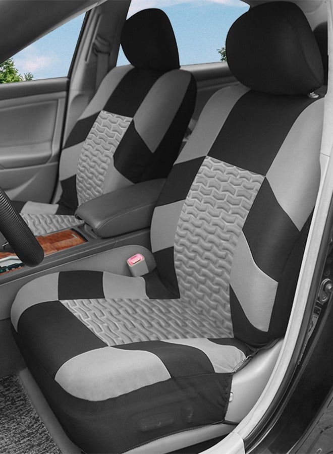 DUNISO 9 قطع من غطاء مقعد السيارة، غطاء مقعد كامل للخمسة مقاعد، غطاء مسند الظهر للسيارة قابل للتنفس، غطاء مسند الرأس قابل للإزالة، مقاوم للاهتراء ومضاد للانزلاق، مناسب لجميع الفصول، مناسب لمعظم مقاعد السيارات - Image 4