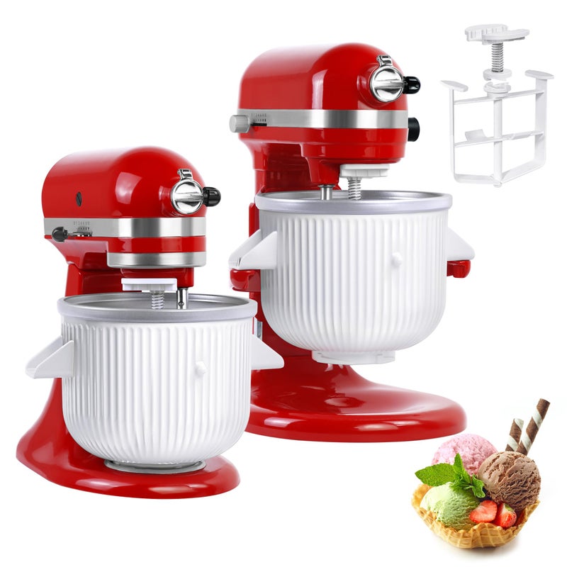 KITOART Ice Cream Maker Attachment for KitchenAid Mixers, Fits KitchenAid 4.5/5QT & 6QT Stand Mixers, Frozen Ice Cream & Sorbet Gelato Maker for KitchenAid, 2 Quart, White(Machine/Mixer Not Included) - Image 1