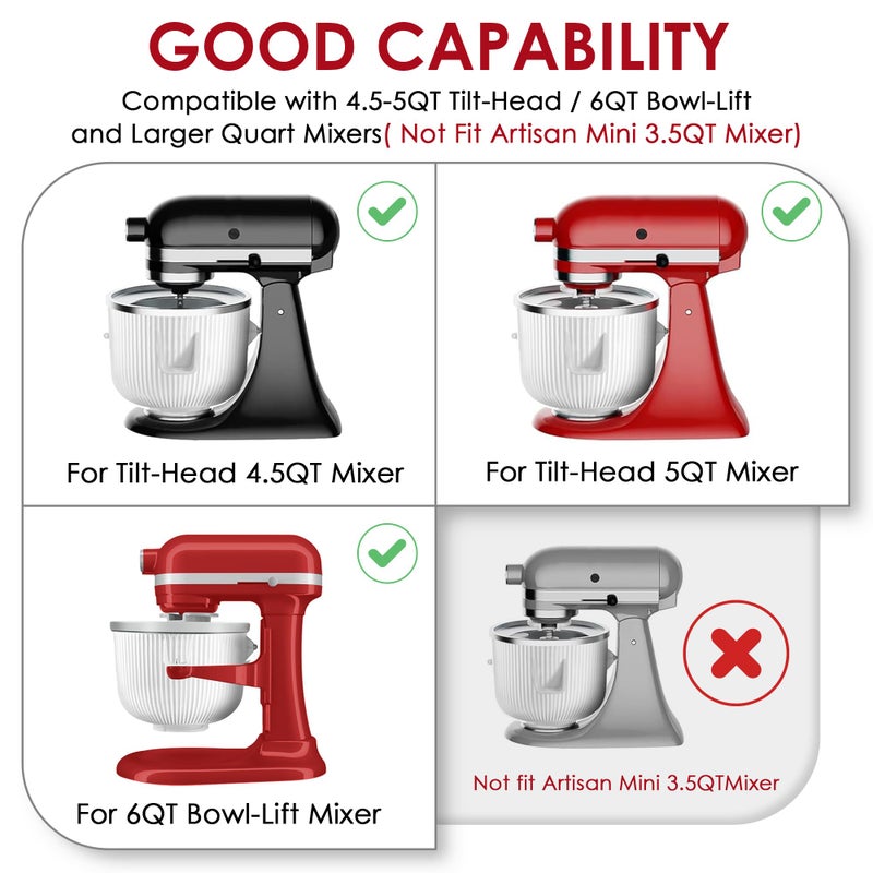KITOART Ice Cream Maker Attachment for KitchenAid Mixers, Fits KitchenAid 4.5/5QT & 6QT Stand Mixers, Frozen Ice Cream & Sorbet Gelato Maker for KitchenAid, 2 Quart, White(Machine/Mixer Not Included) - Image 3