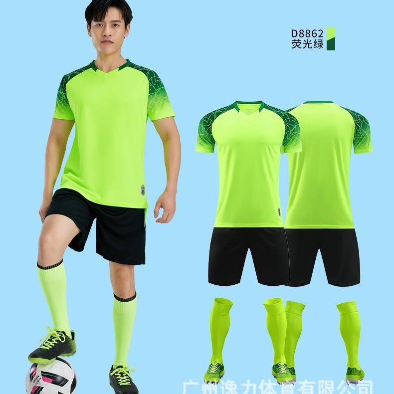 New Football Uniform Suit For Children And Adults Short-Sleeved Jersey For Primary And Secondary School Students Competition Training Suit Quick-Drying Sportswear For Men - Image 5