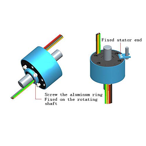 Taidacent Hollow Slip Ring Signal Power Continued 2/4/6/12 Road Collector Ring Conductive Electric Motor Slip Ring Rotating Connector (2 Wire 10A Inner hole 12.7mm OD 54mm) - Image 3