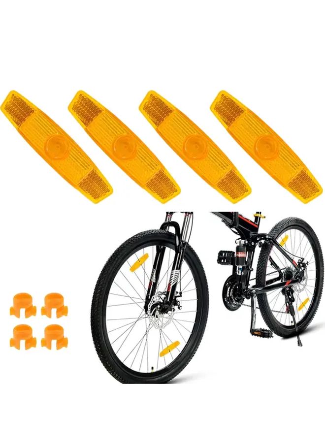 4pcs Yellow Bicycle Spoke Reflectors Night Safety Warning Light Road Bicycle Accessories - Image 1
