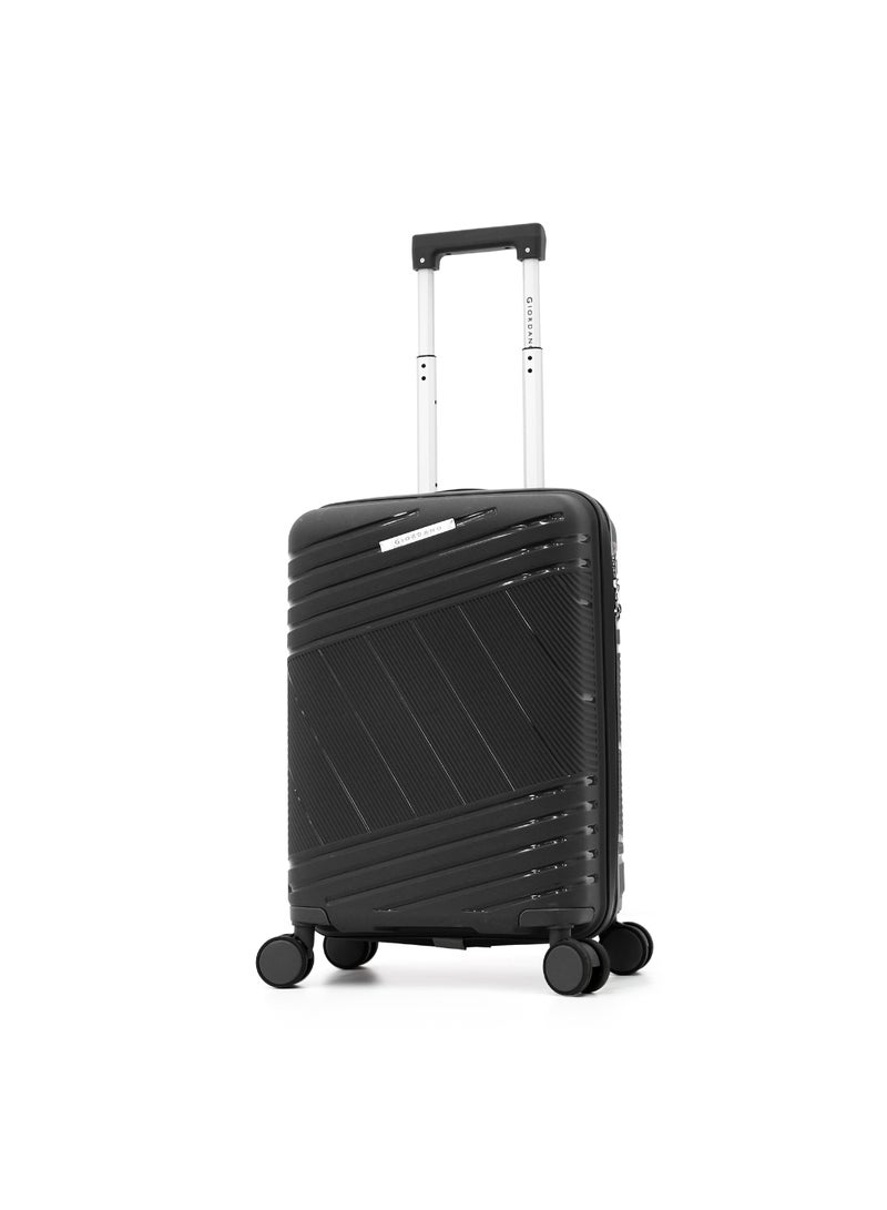 GIORDANO Unbreakable Hardshell PP Luggage Trolley Bag 20 inch Cabin Size With Double Spinner Wheels,Black - Image 1