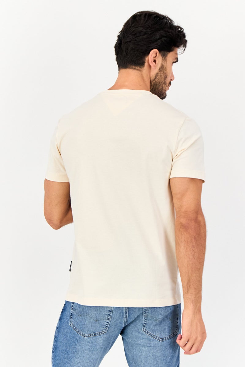 VINCE CAMUTO Men Crew Neck Short Sleeve Plain T-Shirt, Beige - Image 4