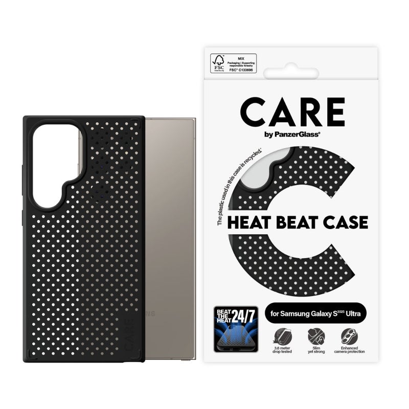 PanzerGlass Care By Panzerglass Feature Heat Beat Case, Qi Compatible For Samsung Galaxy S25 Ultra - Slim & Strong, Heat Dissipation, Enhanced Camera Protection, Lightweight Design, Recycled Plastic - Black - Image 2
