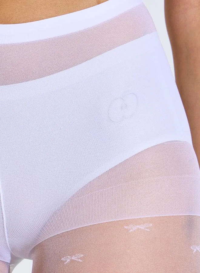 Styli White Ribbon Pattern Stockings
