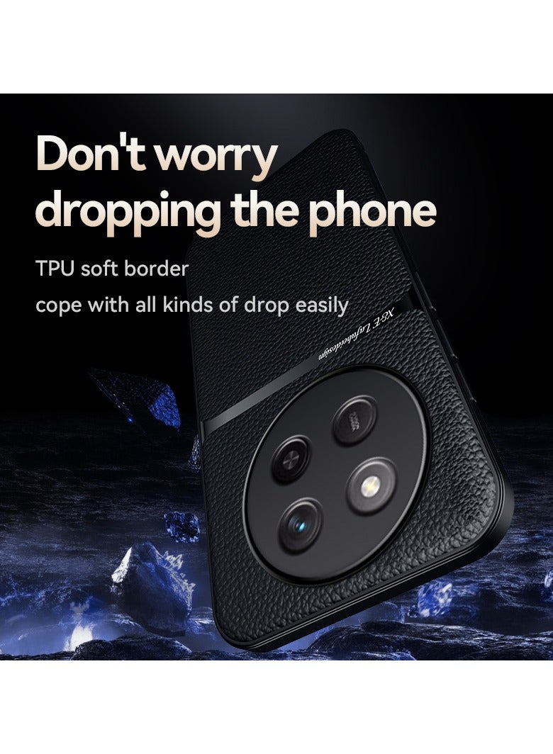 Phone Case Cover Leather TPU Back Case Cover shock resistant Compatible with Honor x9c (Black) - Image 3