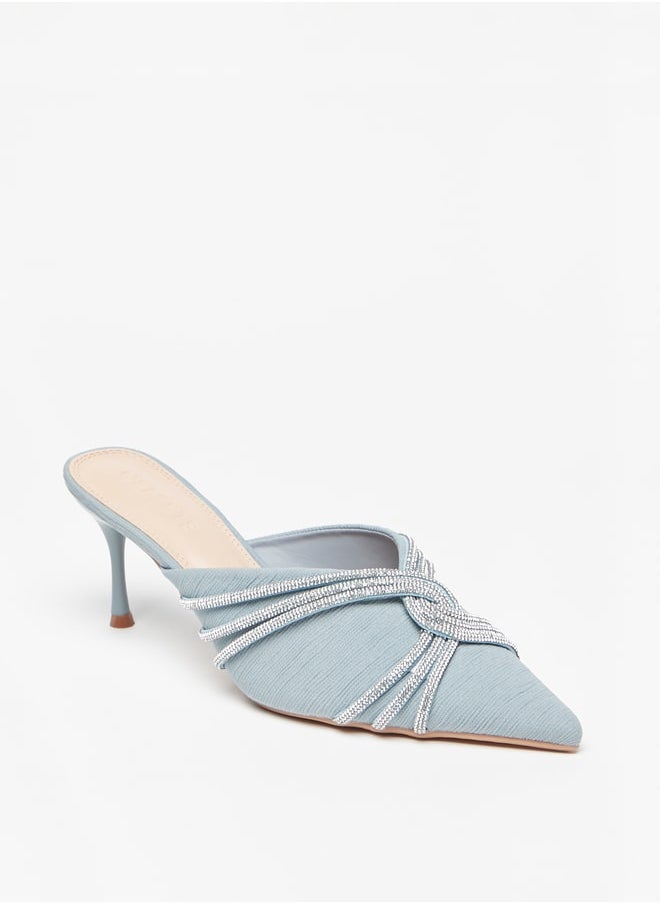 Celeste - Women's Embellished Slip-On Mules with Stiletto Heels - Image 1