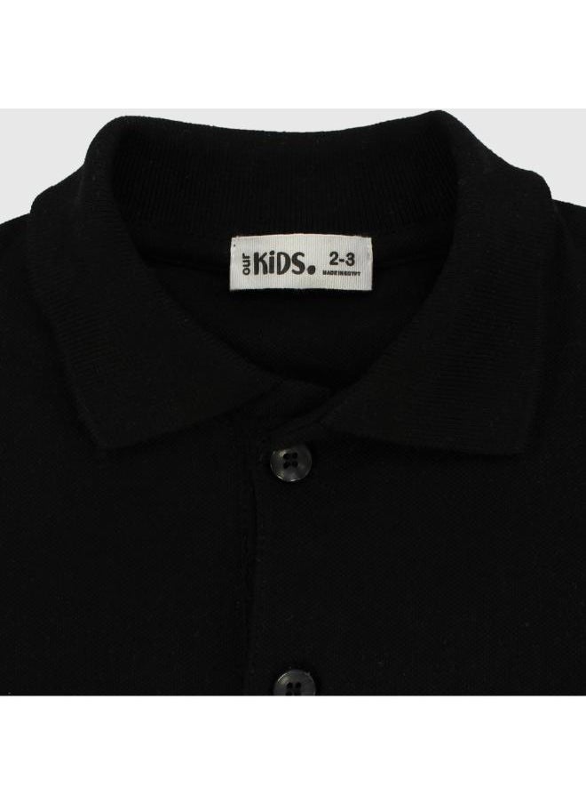 Our kids - Black Short-Sleeved Polo Shirt - Image 1