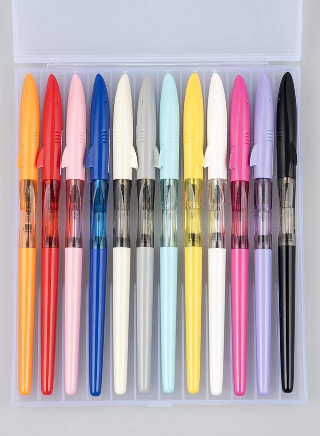 JINHAO 12pcs Jinhao Shark Fountain Pens Set Fine Nib Screw Cap - Image 3