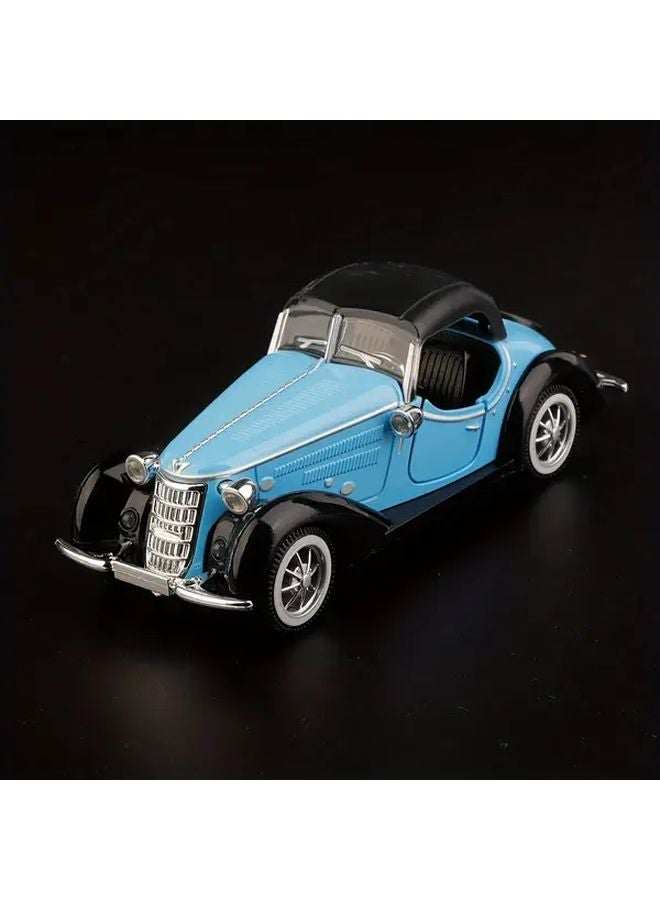 Blue Vintage Alloy Classic Car Model 1 32 Scale Pull Back Action Opening Doors - Image 1