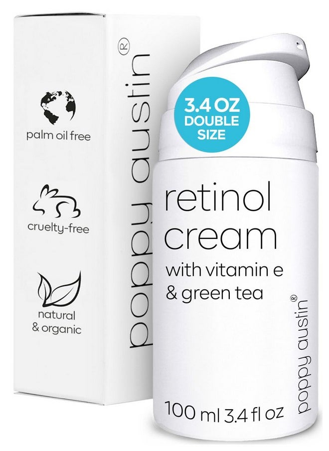 Poppy Austin poppy austin Retinol Cream for Face 3.4OZ, High-Strength Retinol Night Cream - Cruelty Free Wrinkle Cream For Face - Anti Aging Eye Cream Retinol For Face & Body  - Image 1