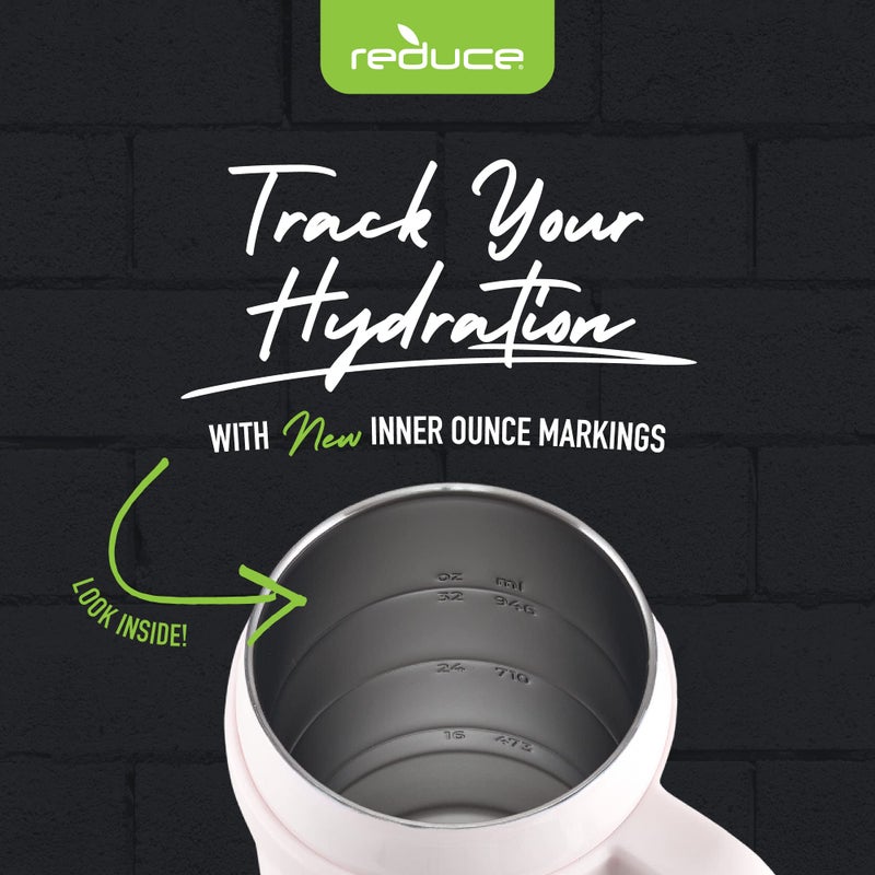 REDUCE 40 oz Stainless Steel Tumbler with Handle - Dual-Wall Vacuum Insulated Travel Mug  Sweat-Proof Lid & Reusable Straw - Keeps Drinks Cold for 24 Hrs  Fits Cupholders  Dishwasher Safe - Cotton - Image 4