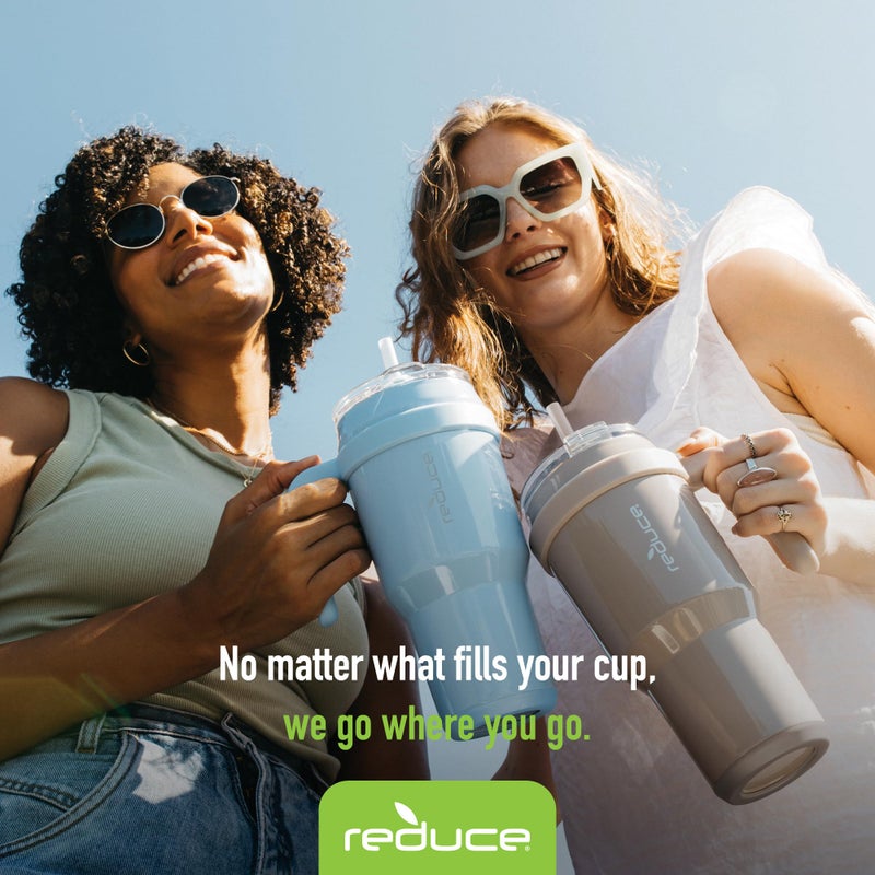 REDUCE 40 oz Stainless Steel Tumbler with Handle - Dual-Wall Vacuum Insulated Travel Mug  Sweat-Proof Lid & Reusable Straw - Keeps Drinks Cold for 24 Hrs  Fits Cupholders  Dishwasher Safe - Cotton - Image 5
