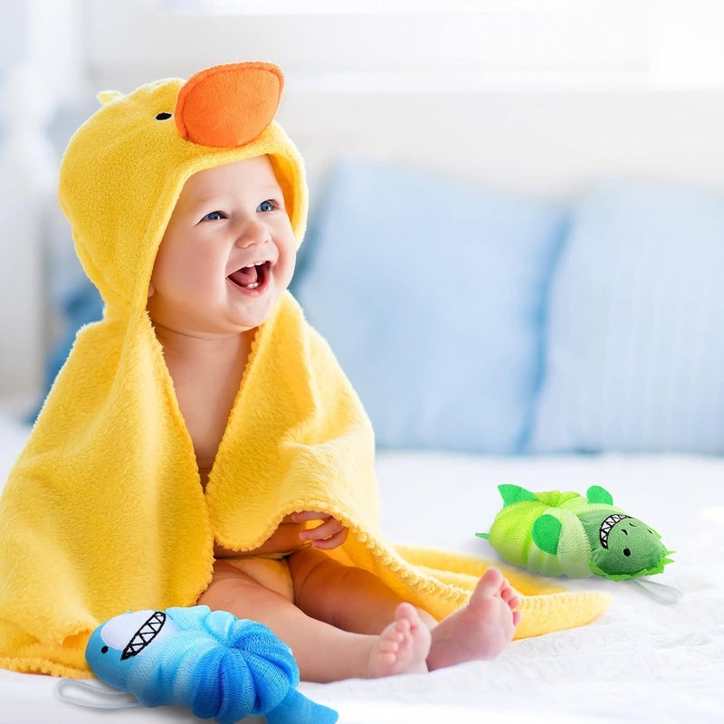 Tatuo 4 Pcs Animal Bath Loofahs Kids Body Loofah Cartoon Shower Cute Bath Sponge Pouf Body Scrubbers Mesh Sponge for Children Shower Baby Washing Exfoliating 4 Style Vivid Style - Image 5