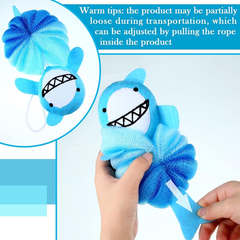 Tatuo 4 Pcs Animal Bath Loofahs Kids Body Loofah Cartoon Shower Cute Bath Sponge Pouf Body Scrubbers Mesh Sponge for Children Shower Baby Washing Exfoliating 4 Style Vivid Style - Image 3