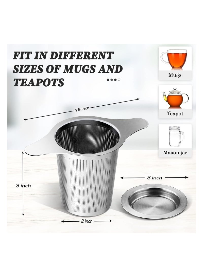 Tea Infuser, Extra Fine Mesh Tea Strainer with Silicone Lid, 304 Stainless Steel Tea Infusers for Loose Tea, Tea Steeper Basket Filter for Teapot, Mug, Cup  - Image 2