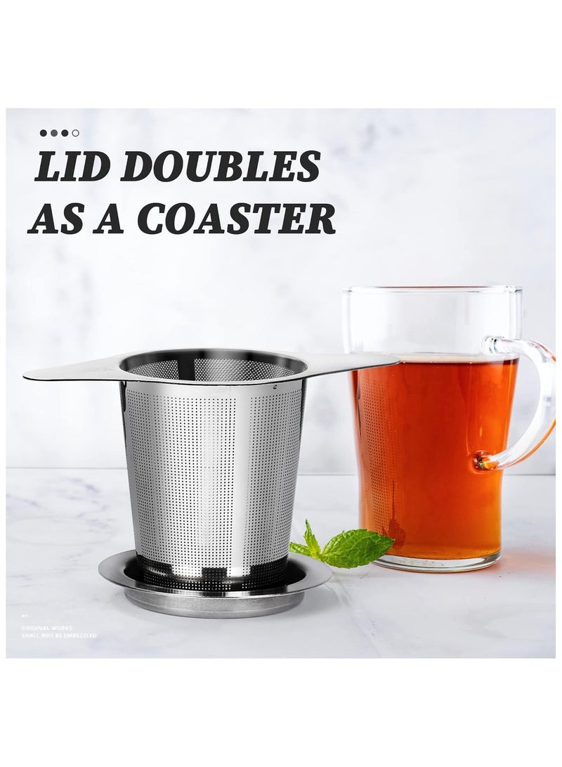 Tea Infuser, Extra Fine Mesh Tea Strainer with Silicone Lid, 304 Stainless Steel Tea Infusers for Loose Tea, Tea Steeper Basket Filter for Teapot, Mug, Cup  - Image 3